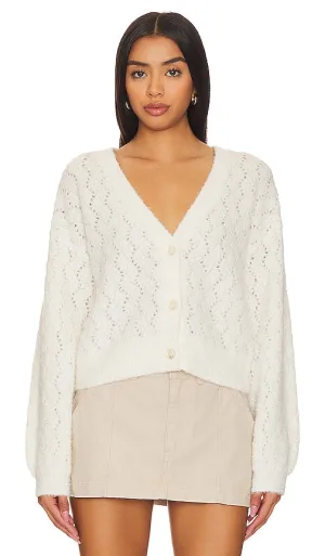 525 Celeste Boucle V Neck Cardigan in Cream