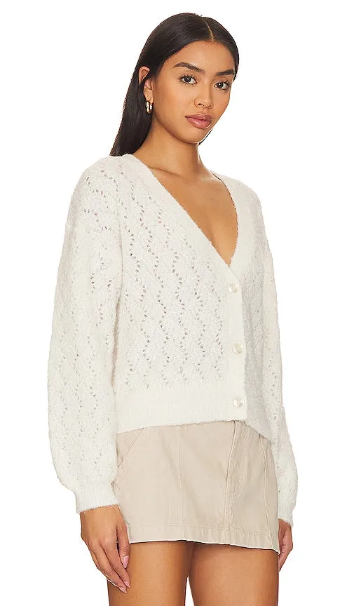 525 Celeste Boucle V Neck Cardigan in Cream