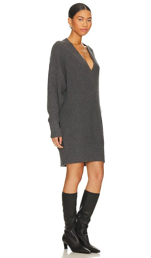 525 Ellie Cotton V Neck Dress in Charcoal