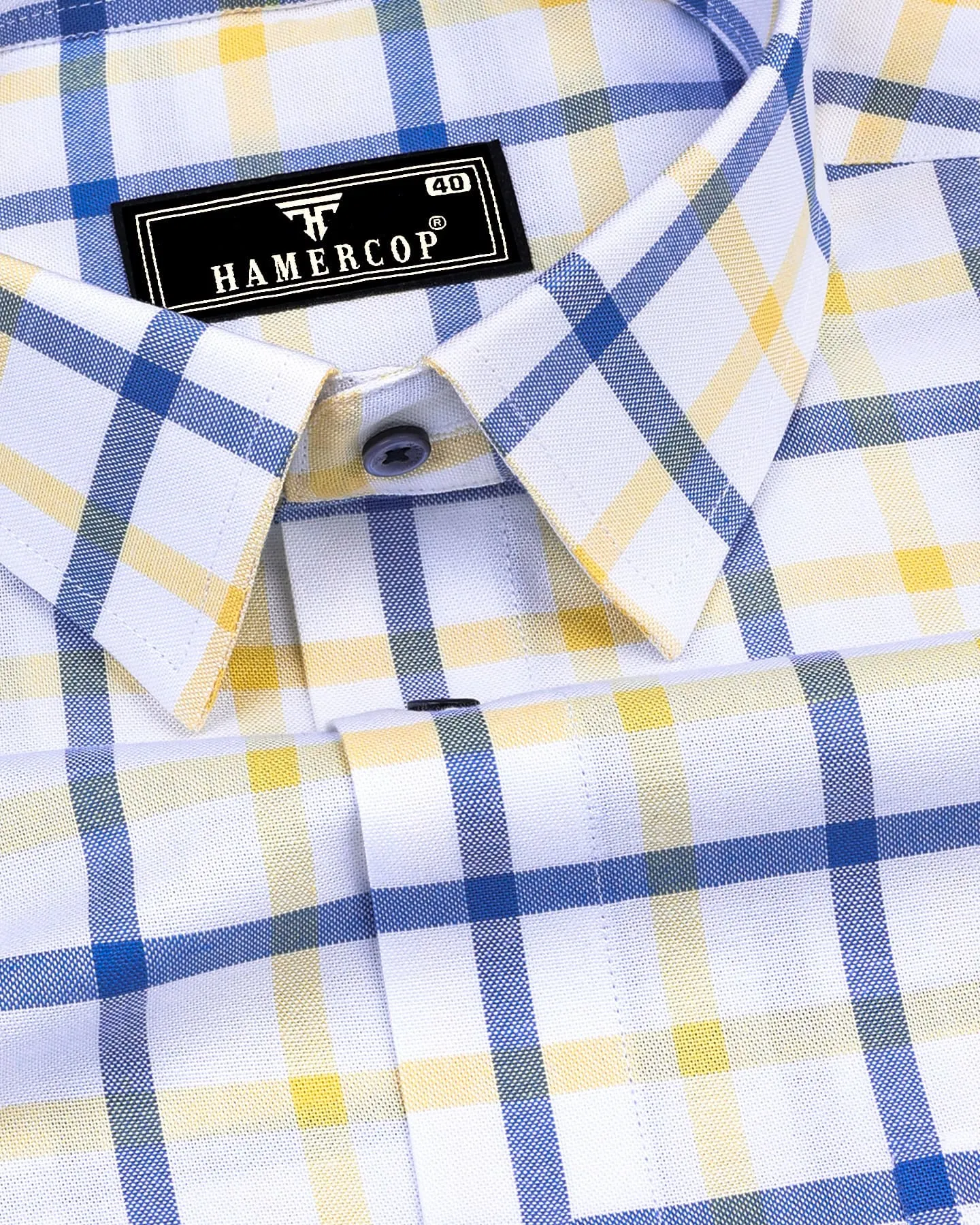 Aster White With Yellow Check Oxford Cotton Shirt