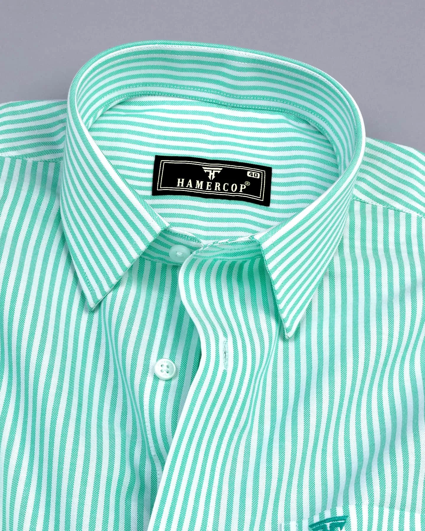 Atlanta Mint Green Bengal Stripe Oxford Cotton Shirt