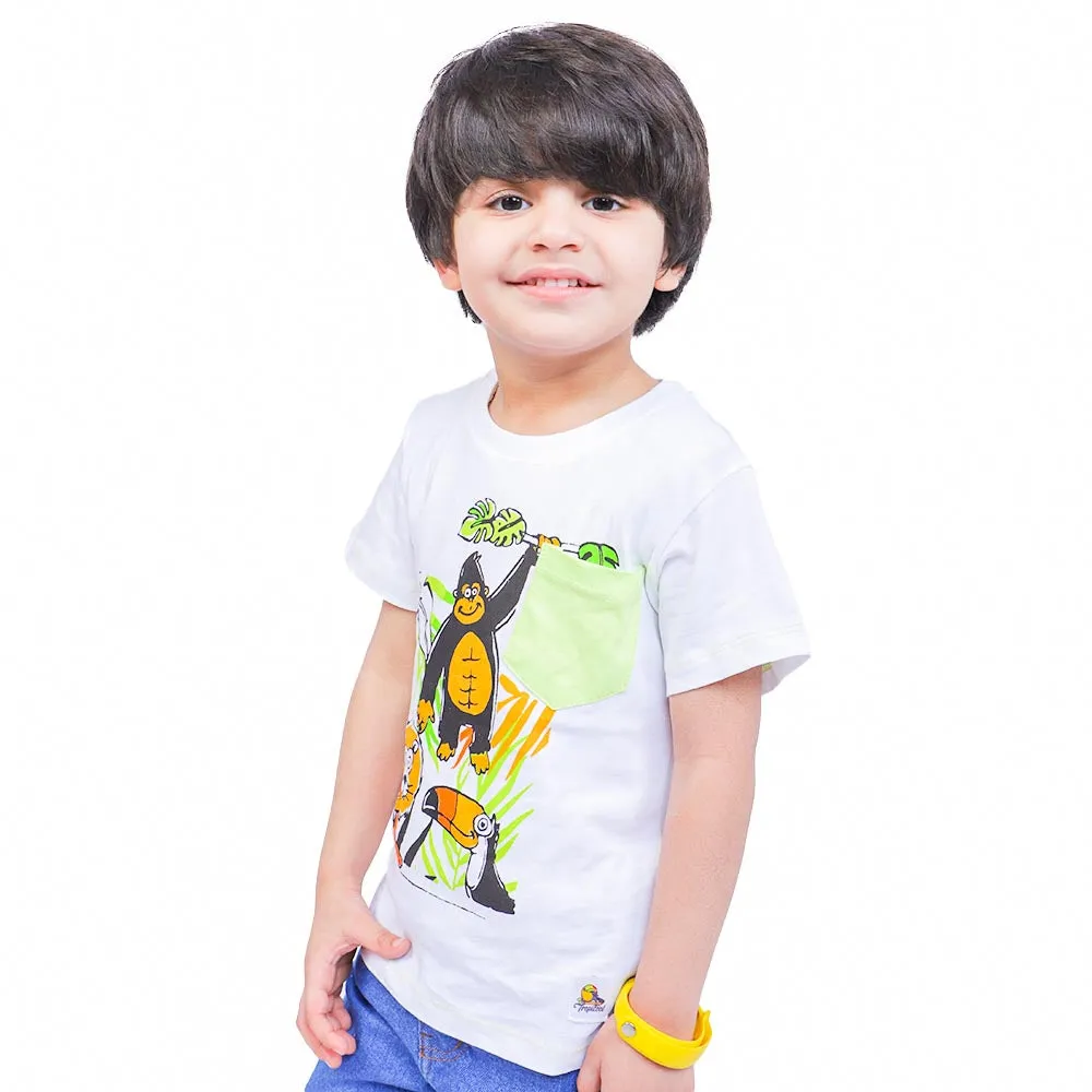 Boys T-Shirt H/S Lion - White