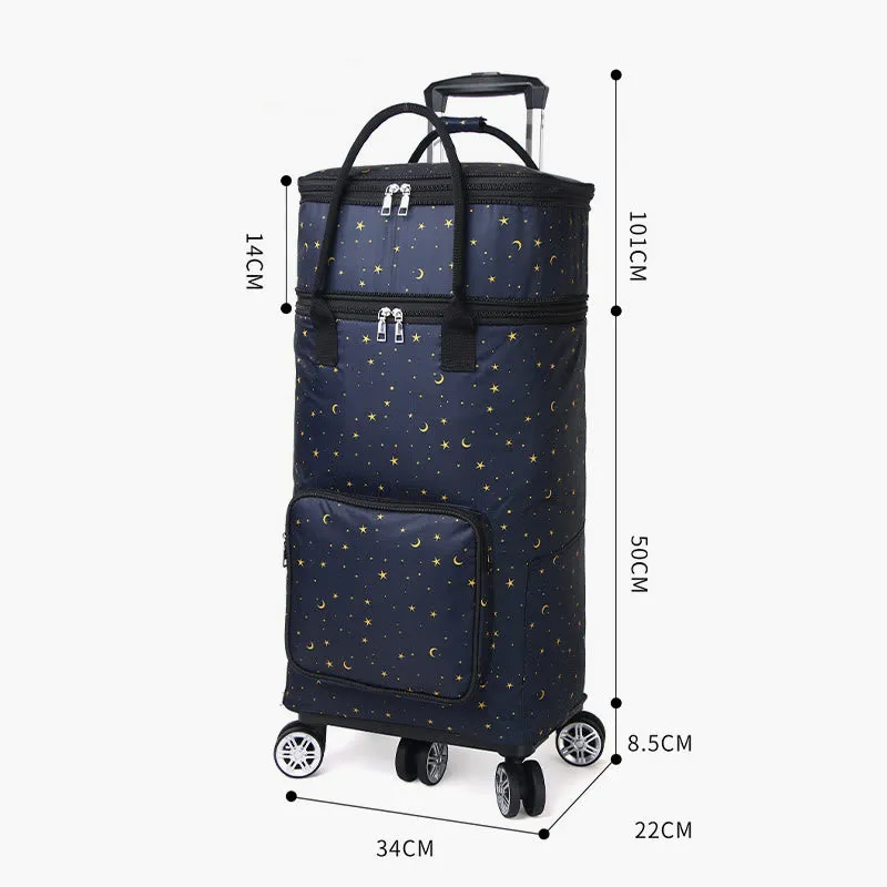 Collapsible Shopping Cart For Women Portable Tinfoil Preservation Rollig Tote