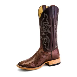 Men's Top Hand Kango Tobacco Full Quill Ostrich with Chocolate Pull Up Top HP8001