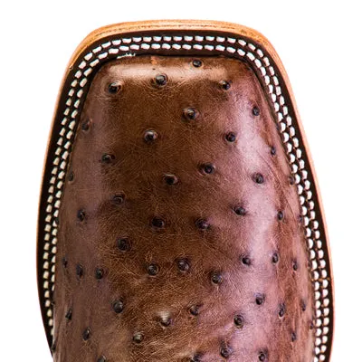 Men's Top Hand Kango Tobacco Full Quill Ostrich with Chocolate Pull Up Top HP8001