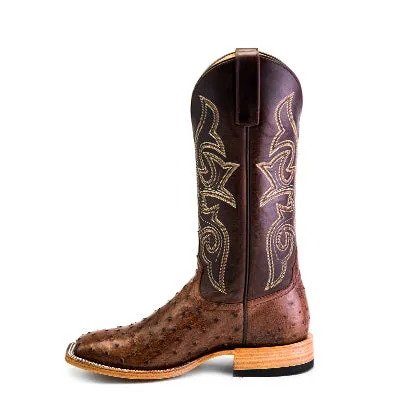 Men's Top Hand Kango Tobacco Full Quill Ostrich with Chocolate Pull Up Top HP8001