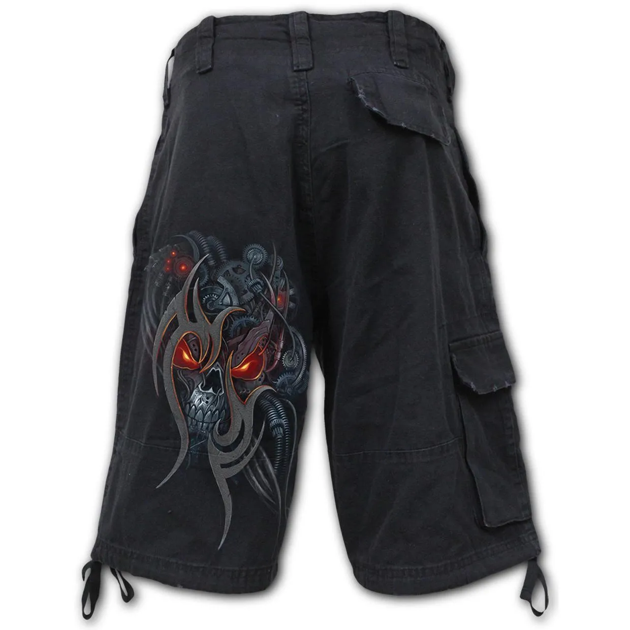 Steampunk Skull Mens Black Cargo Shorts