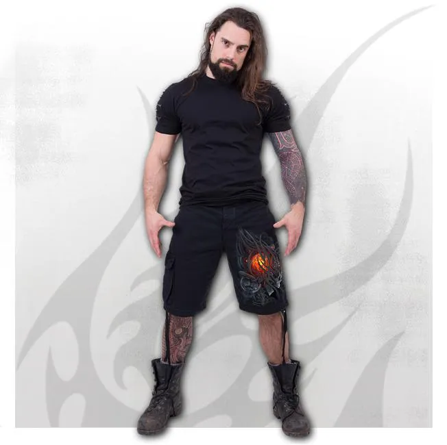 Steampunk Skull Mens Black Cargo Shorts