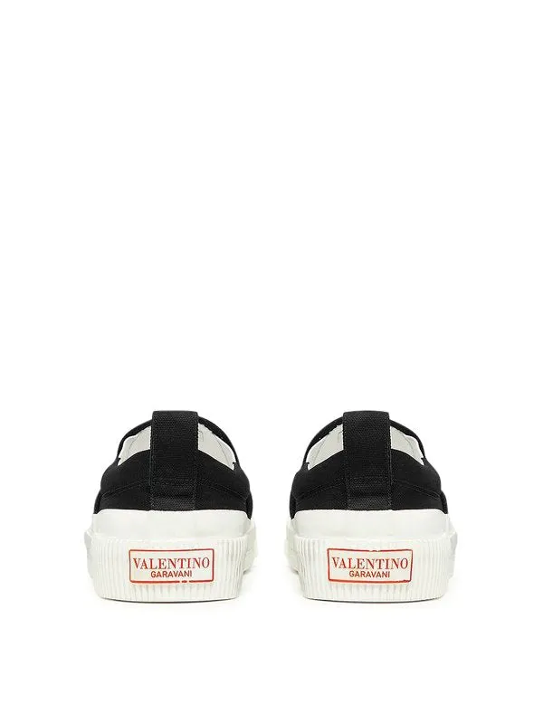 Valentino Fabric Slip-On Sneaker Black/White