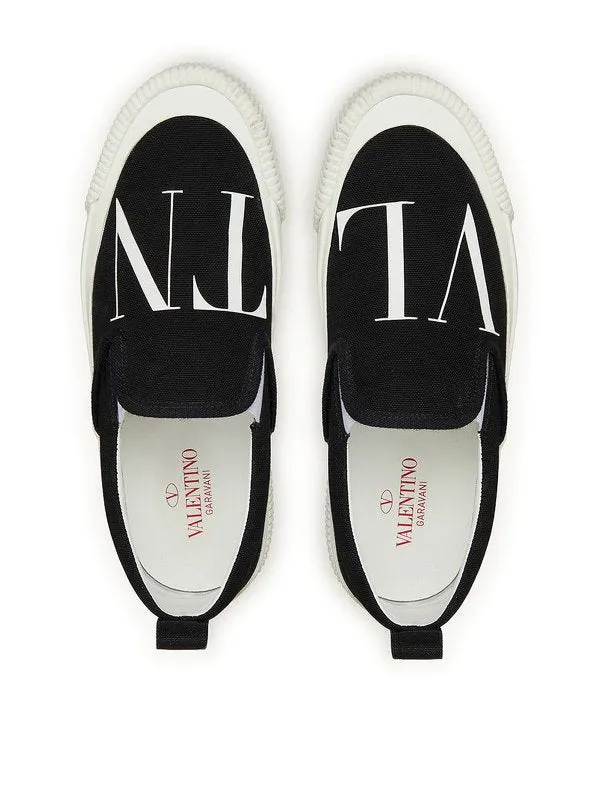Valentino Fabric Slip-On Sneaker Black/White
