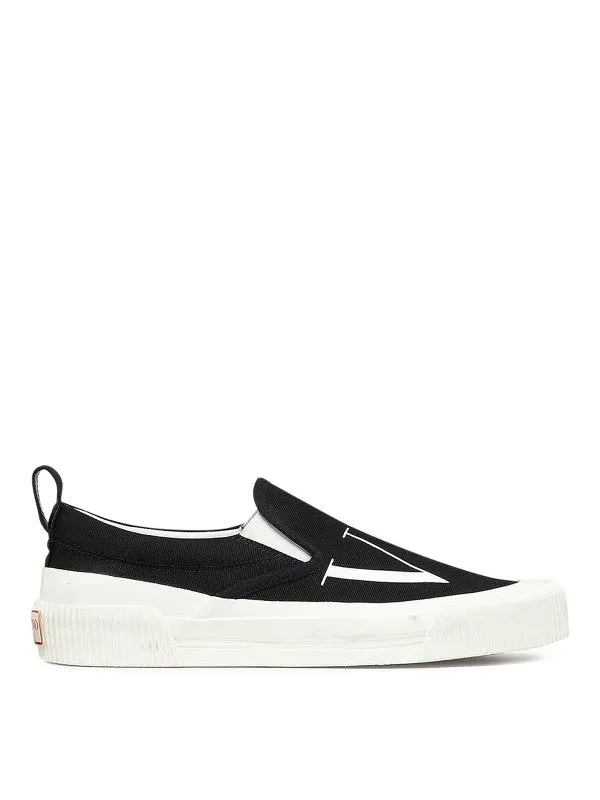 Valentino Fabric Slip-On Sneaker Black/White